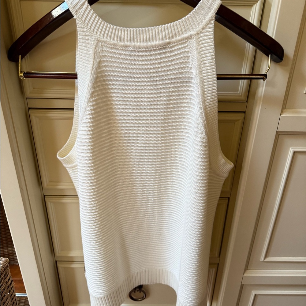 Tommy Hilfiger White Ribbed Tank Top in perfect condition